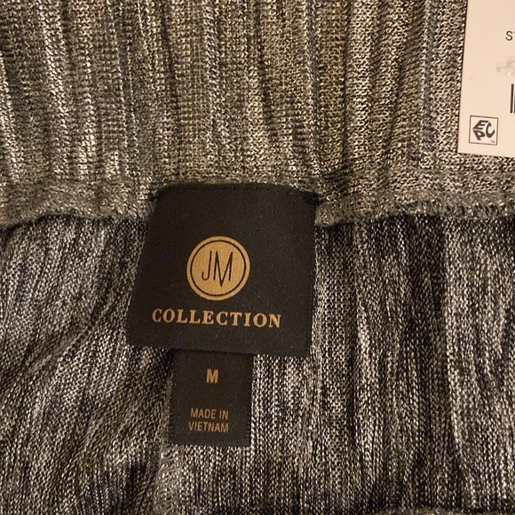 JM Collection Wide Leg Metallic Textured Pull On Pants. Black Silver Party. Sz M - Picture 6 of 8